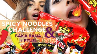 PITJEL VEGGIE BAKA BANA  SPICY NOODLES CHALLENGE  DE TAUSJES KLOG 9 KOOKVLOG FOODVLOG [upl. by Nhtanhoj200]