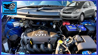 Toyota Yaris Fluid Locations Engine Oil Coolant Washer amp Brake Fluid [upl. by Harriot]