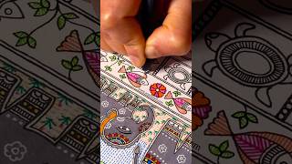 Madhubani Painting Fish madhubani mithila painting shortvideo viral shorts [upl. by Arvo]