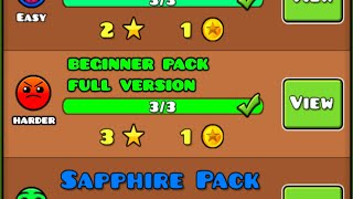 2 LEVELS DELETED Geometry Dash  Beginner Pack Full Version All Levels All Coins 100 Complete [upl. by Dorren]