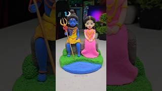 Shiv ji and Parvati ji idol making with clay 🌸 Shiv Parvati ji 🙏🏻 Har Har Mahadev shorts short [upl. by Dnalon]