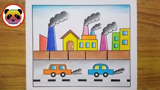 Air Pollution Drawing  Stop Air Pollution Poster Drawing  Environment Pollution Drawing [upl. by Aicilas252]