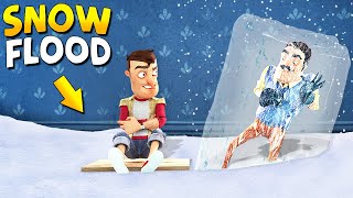 FLOODING EVERYTHING IN SNOW  Hello Neighbor Gameplay Mods [upl. by Notsew]