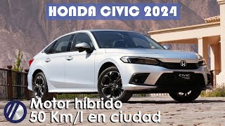 Nuevo Honda Civic 2024 eHEV  Precio funcionamiento equipamiento y características [upl. by Cusick]