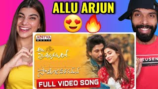 SAMAJAVARAGAMANA  AlaVaikunthapurramuloo  Allu Arjun  Trivikram  Full Video Song REACTION [upl. by Oigufer158]