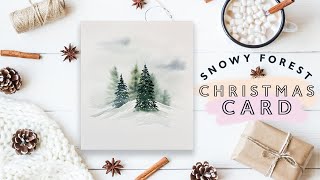 Snowy Forest Christmas Card  Easy Christmas Cards [upl. by Abran110]