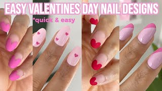 EASY SIMPLE VALENTINES DAY NAIL ART  valentines day nail design ideas 2024 [upl. by Eicyaj]