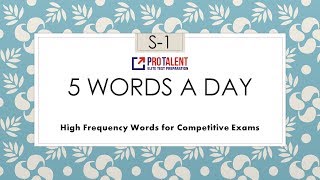 5 Words a Day I Vocabulary Development Session 1  A must for Competitive Exams [upl. by Broeker]