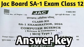 computer science answer key 2024 class 12jac sa 1 exam computer science answer keySa1 Exam [upl. by Tremayne]