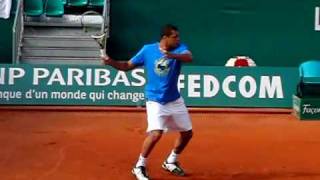 Tsonga Slow Motion Attacking Forehand 210fps [upl. by Rehpinej976]