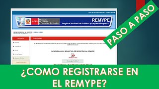 ¿Como registrar tu empresa en el Registro de la Micro y Pequeña Empresa Remype Paso a paso 2020 [upl. by Leahkim937]