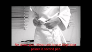 Comment nouer sa ceinture   Aikido Judo Karate  Technique sans croisement noeud plat [upl. by Odnamla]