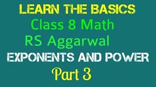 RS Aggarwal Exponents Exercise 2A Part 3 Class 8 Exponents And Power [upl. by Weisberg]