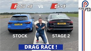 Audi RS4 vs REVO Stage 2 Audi S4 vs Stock Audi S4  DRAG RACE [upl. by Hakym]