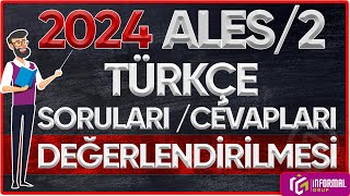 2024 ALES2 TÜRKÇE Soruları  Cevapları Ve Çözümleri [upl. by Agan]