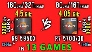 Ryzen 9 5950x vs Ryzen 7 5700x3D Test in 13 Games or R7 5700x3D vs R9 5950x [upl. by Koppel]