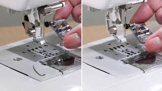 Brother sewing machines  Replacing the presser foot [upl. by Arica423]