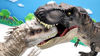 TRex VS Indominus Rex Dinosaur Battle Video [upl. by Donald871]