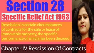 Section 28 Specific Relief Act 1963  Chapter IV Rescission of Contracts  Section 27 to 30 [upl. by Row]