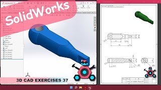 SolidWorks  3D CAD EXERCISES 37  StudyCadCam  Solution Tutorial [upl. by Atineg]