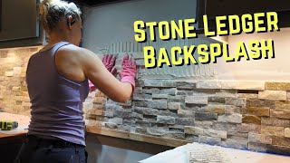 DIY Stone Ledger Tile Kitchen Backsplash [upl. by Clercq780]