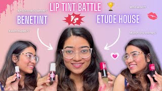 Lip Tint Battle 👄  Benetint VS Etude House  Gauri Gajare Official [upl. by Elleval]