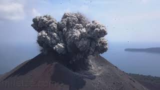 Krakatau volcano  spectacular explosions at day and night [upl. by Ailugram410]