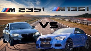 BMW M135i MANUAL VS BMW M235i AUTO WHICH IS FASTEST IN A RACE [upl. by Elleinet]