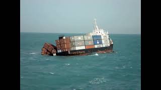 A real video of Sinking container ship at sea crew escape amp rescue operation conducted [upl. by Vinia]