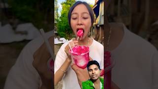 Strawberry ice cream with candy eating show funny comedy satisfying strawberry candylover [upl. by Nyliahs]