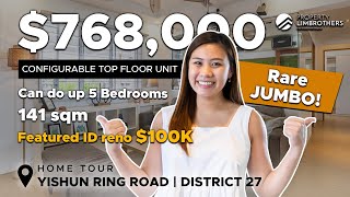 Jumbo HDB Top Floor Corridor Unit Home Tour in D27  768K 242 Yishun Ring Road Caline Leong [upl. by Farr1]