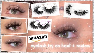 Amazon Mink Fluffy Lashes Try On AMAZON LASHES HAUL 20mm 15mm Amazon eyelashes Review [upl. by Stochmal]