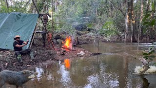 PESCANDO ACAMPANDO Encontrei os PORCOS SELVAGENS fiz PEIXE frito cozido em algum lugar da AMAZÔNIA [upl. by Nertie489]