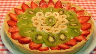 Tarta de frutas frescas con masa casera receta fácil [upl. by Enileda]