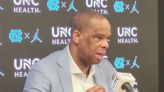 UNC coach Hubert Davis press conference after the Heels win over Virginia Tech [upl. by Nylarac]