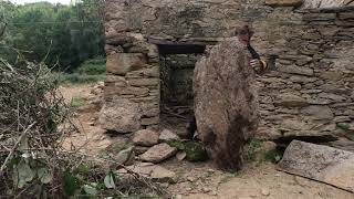 Ep2 Starting clearing kitchen area of our stone cabin Renovation in the Alps of Italy [upl. by Lahtnero]