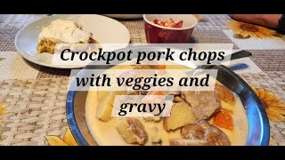 Crockpot pork chops with veggies and gravy crockpotcooking [upl. by Kanter]