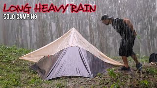 SOLO CAMPING HEAVY RAIN  BUILD SHELTER IN LONG HEAVY RAIN  ASMR [upl. by Phylis906]