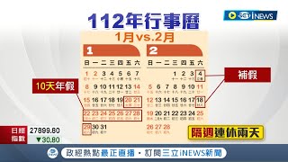 明年有六週要補班2023年行事曆出爐 上班族哀號 1月連假10天 2月變2週quot連上6天班quot 民嘆太多了｜記者 羅珮瑜 謝文祥｜【台灣要聞】20221118｜三立iNEWS [upl. by Nahtanod]