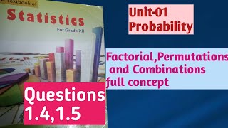 Kpk Board 2nd Year Statistics Unit 1 Ques 1415FactorialPermutation amp Combination full concept [upl. by Dnomal489]