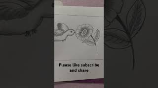 Bird with Flower sketch ✍️🌺art craft nehaa sketch ytshort shorts viral🌸👌🏻🌹🌺 [upl. by Fitalludba517]