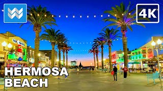 4K Sunset at Hermosa Beach Pier in South Bay California USA  Walking Tour 🎧 Binaural Sound [upl. by Adnik642]