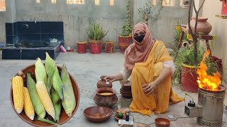 Cooking Corn In The Old Village Way in ClaypotOutdoor CookingDaily Village Routine [upl. by Adnohsar171]