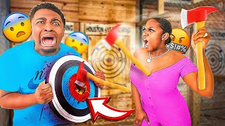 SURPRISING MY FIANCE WITH A AXE THROWING DATE GONE WRONG [upl. by Rehptsirhc]