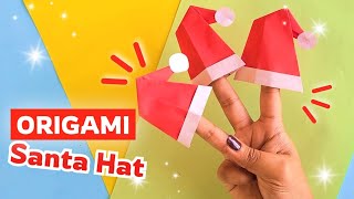 Super easy Santa Clause hat origami  How to make a santa clause hat 🎅 [upl. by Dawna596]