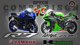 YAMAHA R7 vs KAWASAKI NINJA ZX6R SPECS COMPARISON [upl. by Mccreary]