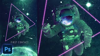 Duotone Neon Light Space Poster Photoshop Tutorial [upl. by Rhpotsirhc427]