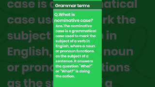 Grammar Term Nominative Case English learning youtubeshorts [upl. by Aihseym332]