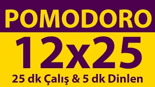 Pomodoro Tekniği  12 x 25 Dakika  25 dk Çalış amp 5 dk Dinlen  Pomodoro Sayacı  Alarmlı  Müziksiz [upl. by Traci]