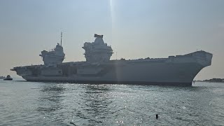 HMS Prince of Wales sailing into Portsmouth after a short training period 2092024 [upl. by Lirret]